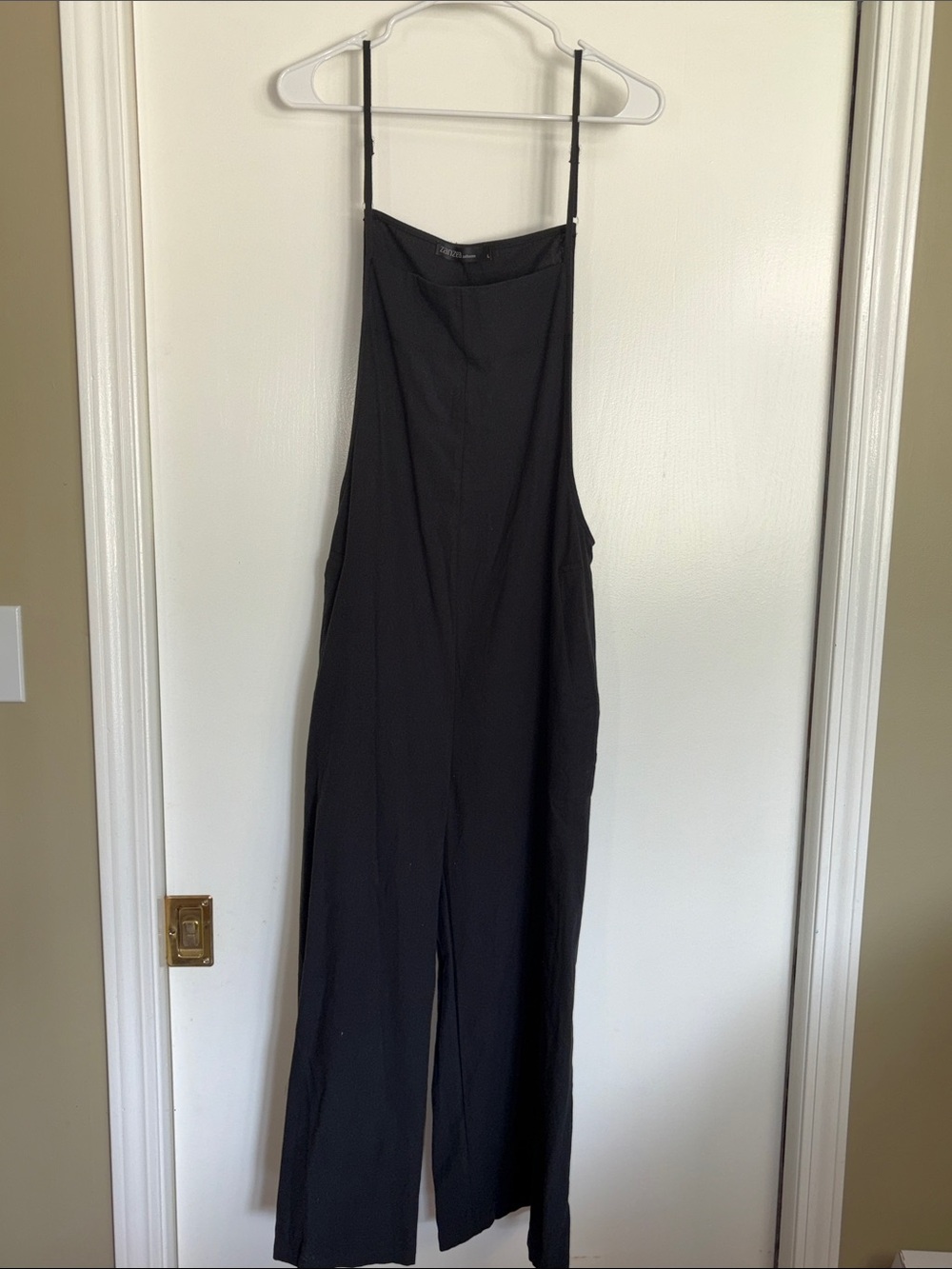 Zanzea Black Wide-Leg Spaghetti Strap Jumpsuit